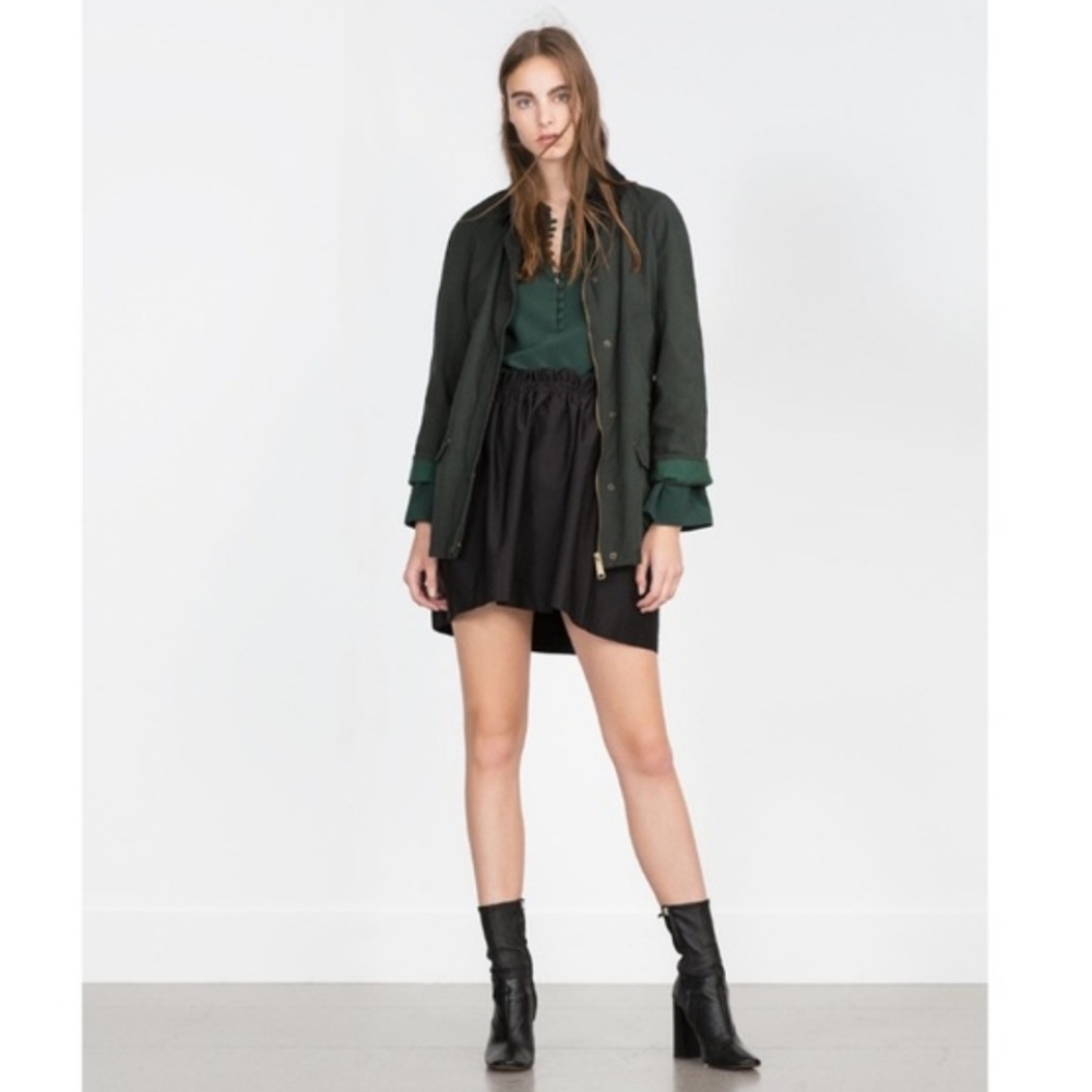 NEW ZARA WAXED FABRIC OVERSHIRT JACKET